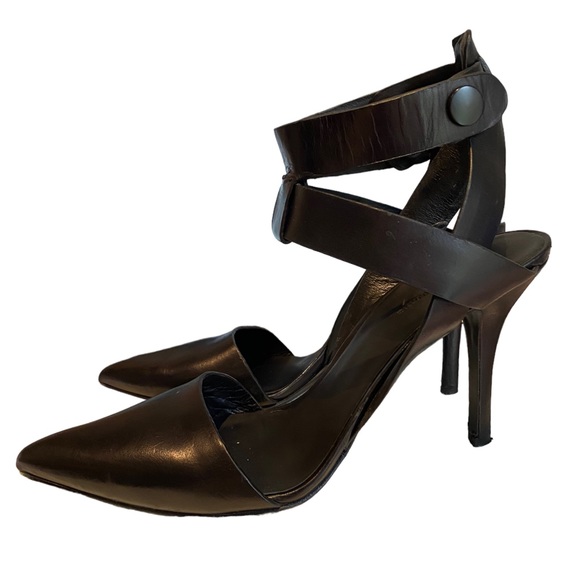 Alexander Wang Sonja Black Leather Bondage Ankle Strap Pumps Women’s EU 39 - Picture 2 of 11